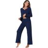 imageWiWi Pajamas Sets for Women Soft Long Sleeve Tops and Pants Sleepwear Ladies Pjs Viscose from Bamboo Pj SXXLBnavy