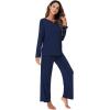 imageWiWi Pajamas Sets for Women Soft Long Sleeve Tops and Pants Sleepwear Ladies Pjs Viscose from Bamboo Pj SXXLBnavy