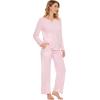 imageWiWi Pajamas Sets for Women Soft Long Sleeve Tops and Pants Sleepwear Ladies Pjs Viscose from Bamboo Pj SXXLBpink