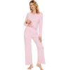 imageWiWi Pajamas Sets for Women Soft Long Sleeve Tops and Pants Sleepwear Ladies Pjs Viscose from Bamboo Pj SXXLBpink