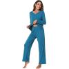 imageWiWi Pajamas Sets for Women Soft Long Sleeve Tops and Pants Sleepwear Ladies Pjs Viscose from Bamboo Pj SXXLBteal Blue