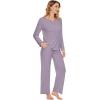 imageWiWi Pajamas Sets for Women Soft Long Sleeve Tops and Pants Sleepwear Ladies Pjs Viscose from Bamboo Pj SXXLBviolet