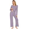 imageWiWi Pajamas Sets for Women Soft Long Sleeve Tops and Pants Sleepwear Ladies Pjs Viscose from Bamboo Pj SXXLBviolet