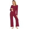 imageWiWi Pajamas Sets for Women Soft Long Sleeve Tops and Pants Sleepwear Ladies Pjs Viscose from Bamboo Pj SXXLBwine Red