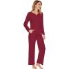 imageWiWi Pajamas Sets for Women Soft Long Sleeve Tops and Pants Sleepwear Ladies Pjs Viscose from Bamboo Pj SXXLBwine Red