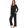 imageWiWi Pajamas Sets for Women Soft Long Sleeve Tops and Pants Sleepwear Ladies Pjs Viscose from Bamboo Pj SXXLCblack