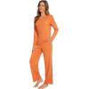 imageWiWi Pajamas Sets for Women Soft Long Sleeve Tops and Pants Sleepwear Ladies Pjs Viscose from Bamboo Pj SXXLCorange