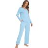 imageWiWi Pajamas Sets for Women Soft Long Sleeve Tops and Pants Sleepwear Ladies Pjs Viscose from Bamboo Pj SXXLCpale Blue