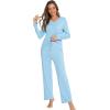 imageWiWi Pajamas Sets for Women Soft Long Sleeve Tops and Pants Sleepwear Ladies Pjs Viscose from Bamboo Pj SXXLCpale Blue