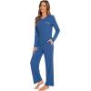 imageWiWi Pajamas Sets for Women Soft Long Sleeve Tops and Pants Sleepwear Ladies Pjs Viscose from Bamboo Pj SXXLCprussian Blue