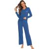 imageWiWi Pajamas Sets for Women Soft Long Sleeve Tops and Pants Sleepwear Ladies Pjs Viscose from Bamboo Pj SXXLCprussian Blue