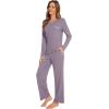 imageWiWi Pajamas Sets for Women Soft Long Sleeve Tops and Pants Sleepwear Ladies Pjs Viscose from Bamboo Pj SXXLCviolet