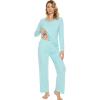 imageWiWi Pajamas Sets for Women Soft Long Sleeve Tops and Pants Sleepwear Ladies Pjs Viscose from Bamboo Pj SXXLDaqua