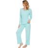 imageWiWi Pajamas Sets for Women Soft Long Sleeve Tops and Pants Sleepwear Ladies Pjs Viscose from Bamboo Pj SXXLDaqua