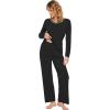 imageWiWi Pajamas Sets for Women Soft Long Sleeve Tops and Pants Sleepwear Ladies Pjs Viscose from Bamboo Pj SXXLDblack