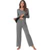imageWiWi Pajamas Sets for Women Soft Long Sleeve Tops and Pants Sleepwear Ladies Pjs Viscose from Bamboo Pj SXXLDdark Heather Grey