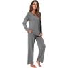 imageWiWi Pajamas Sets for Women Soft Long Sleeve Tops and Pants Sleepwear Ladies Pjs Viscose from Bamboo Pj SXXLDdark Heather Grey
