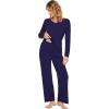 imageWiWi Pajamas Sets for Women Soft Long Sleeve Tops and Pants Sleepwear Ladies Pjs Viscose from Bamboo Pj SXXLDnavy