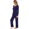 imageWiWi Pajamas Sets for Women Soft Long Sleeve Tops and Pants Sleepwear Ladies Pjs Viscose from Bamboo Pj SXXLDnavy