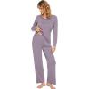 imageWiWi Pajamas Sets for Women Soft Long Sleeve Tops and Pants Sleepwear Ladies Pjs Viscose from Bamboo Pj SXXLDviolet