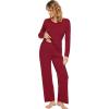 imageWiWi Pajamas Sets for Women Soft Long Sleeve Tops and Pants Sleepwear Ladies Pjs Viscose from Bamboo Pj SXXLDwine Red