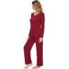 imageWiWi Pajamas Sets for Women Soft Long Sleeve Tops and Pants Sleepwear Ladies Pjs Viscose from Bamboo Pj SXXLDwine Red