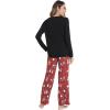 imageWiWi Pajamas for Women Long Sleeve Pajama Set Viscose from Bmaboo Soft Sleep Lounge Set Sleepwear SXXLBlackchristmas Elk on Red