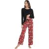 imageWiWi Pajamas for Women Long Sleeve Pajama Set Viscose from Bmaboo Soft Sleep Lounge Set Sleepwear SXXLBlackchristmas Elk on Red