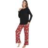 imageWiWi Pajamas for Women Long Sleeve Pajama Set Viscose from Bmaboo Soft Sleep Lounge Set Sleepwear SXXLBlackchristmas Elk on Red