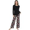 imageWiWi Pajamas for Women Long Sleeve Pajama Set Viscose from Bmaboo Soft Sleep Lounge Set Sleepwear SXXLBlacksanta Claus on Black