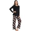 imageWiWi Pajamas for Women Long Sleeve Pajama Set Viscose from Bmaboo Soft Sleep Lounge Set Sleepwear SXXLBlacksanta Claus on Black