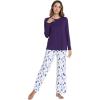imageWiWi Pajamas for Women Long Sleeve Pajama Set Viscose from Bmaboo Soft Sleep Lounge Set Sleepwear SXXLDark Purpledark Purple Dots