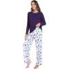 imageWiWi Pajamas for Women Long Sleeve Pajama Set Viscose from Bmaboo Soft Sleep Lounge Set Sleepwear SXXLDark Purpledark Purple Dots