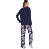imageWiWi Pajamas for Women Long Sleeve Pajama Set Viscose from Bmaboo Soft Sleep Lounge Set Sleepwear SXXLNavydark NavyPurple Floral