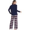imageWiWi Pajamas for Women Long Sleeve Pajama Set Viscose from Bmaboo Soft Sleep Lounge Set Sleepwear SXXLNavynavyRed Stripe Plaid
