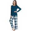 imageWiWi Pajamas for Women Long Sleeve Pajama Set Viscose from Bmaboo Soft Sleep Lounge Set Sleepwear SXXLPeacock BluenavyGreen Plaid