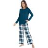 imageWiWi Pajamas for Women Long Sleeve Pajama Set Viscose from Bmaboo Soft Sleep Lounge Set Sleepwear SXXLPeacock BluenavyGreen Plaid
