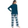 imageWiWi Pajamas for Women Long Sleeve Pajama Set Viscose from Bmaboo Soft Sleep Lounge Set Sleepwear SXXLPeacock BluenavyGreen Plaid