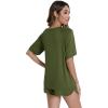 imageWiWi Pajamas for Women Short Sleeve Top with Shorts Viscose from Bamboo Pajama Set Cooling Sleepwear SXXLAarmy Green