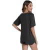 imageWiWi Pajamas for Women Short Sleeve Top with Shorts Viscose from Bamboo Pajama Set Cooling Sleepwear SXXLAblack