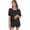 imageWiWi Pajamas for Women Short Sleeve Top with Shorts Viscose from Bamboo Pajama Set Cooling Sleepwear SXXLAblack