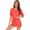 imageWiWi Pajamas for Women Short Sleeve Top with Shorts Viscose from Bamboo Pajama Set Cooling Sleepwear SXXLAcoral