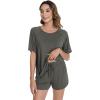 imageWiWi Pajamas for Women Short Sleeve Top with Shorts Viscose from Bamboo Pajama Set Cooling Sleepwear SXXLAiron Grey