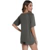 imageWiWi Pajamas for Women Short Sleeve Top with Shorts Viscose from Bamboo Pajama Set Cooling Sleepwear SXXLAiron Grey