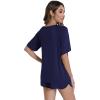 imageWiWi Pajamas for Women Short Sleeve Top with Shorts Viscose from Bamboo Pajama Set Cooling Sleepwear SXXLAnavy