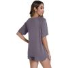 imageWiWi Pajamas for Women Short Sleeve Top with Shorts Viscose from Bamboo Pajama Set Cooling Sleepwear SXXLApurplish Grey