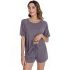 imageWiWi Pajamas for Women Short Sleeve Top with Shorts Viscose from Bamboo Pajama Set Cooling Sleepwear SXXLApurplish Grey