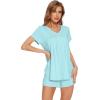 imageWiWi Pajamas for Women Short Sleeve Top with Shorts Viscose from Bamboo Pajama Set Cooling Sleepwear SXXLBaqua
