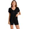 imageWiWi Pajamas for Women Short Sleeve Top with Shorts Viscose from Bamboo Pajama Set Cooling Sleepwear SXXLBblack