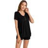 imageWiWi Pajamas for Women Short Sleeve Top with Shorts Viscose from Bamboo Pajama Set Cooling Sleepwear SXXLBblack